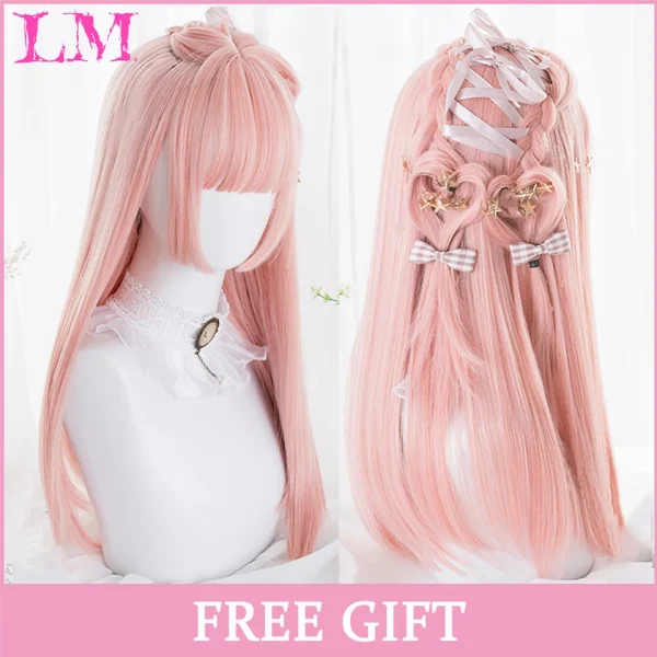 LM Curly Long Wavy Black Blonde Highlights Synthetic Hybrid Wig With Fluffy Bangs Suitable For Women Daily Use - Image 39