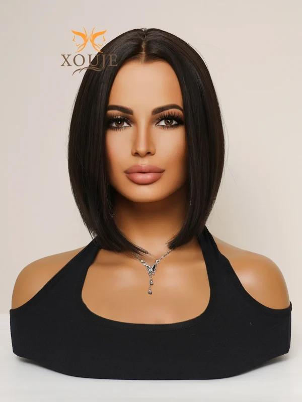 Black Brown Women Short Hair Bob Wig High Quality Synthetic Wig Sweet and Cute Women Daily Use Heat Resistant Chemical Fiber Wig - Image 4