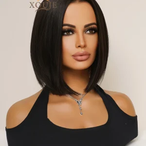 Black Brown Women Short Hair Bob Wig High Quality Synthetic Wig Sweet and Cute Women Daily Use Heat Resistant Chemical Fiber Wig