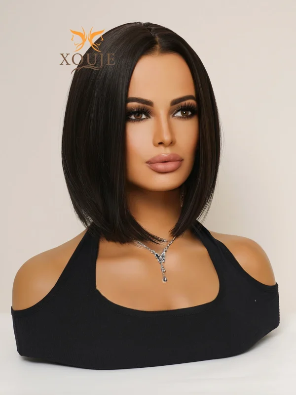 Black Brown Women Short Hair Bob Wig High Quality Synthetic Wig Sweet and Cute Women Daily Use Heat Resistant Chemical Fiber Wig