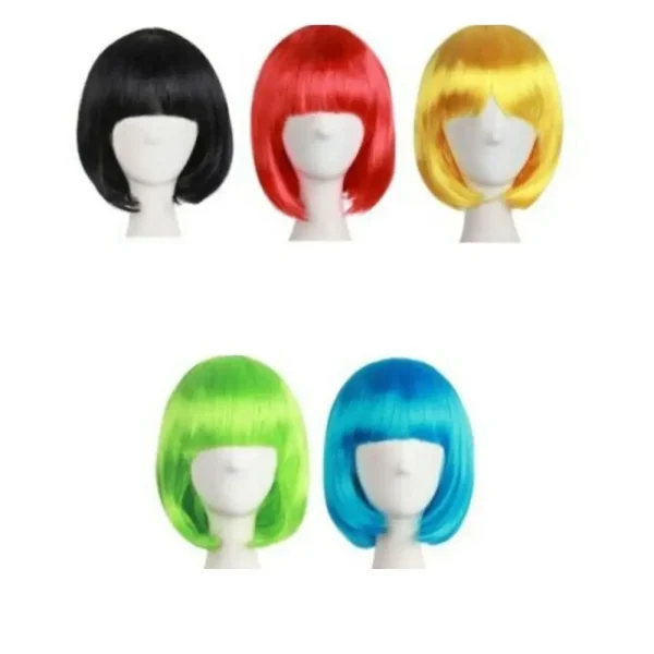 Lady Wig Women's Short Straight Bangs Full Hair Wigs Cosplay Party Hair Bob Wig Multiple Color Synthetic Hair - Image 3