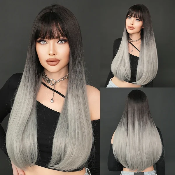 NAMM Long Straight Cold Blonde ﻿Wig For Women Mid Split Wig Daily Use Party High Density Synthetic Heat Resistant Synthetic Wigs - Image 13