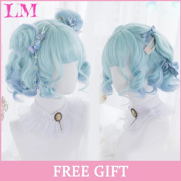 LM Curly Long Wavy Black Blonde Highlights Synthetic Hybrid Wig With Fluffy Bangs Suitable For Women Daily Use - Image 18