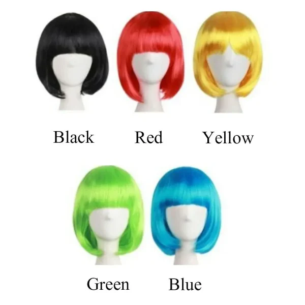 Lady Wig Women's Short Straight Bangs Full Hair Wigs Cosplay Party Hair Bob Wig Multiple Color Synthetic Hair - Image 6