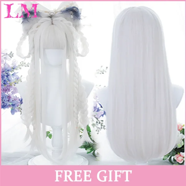 LM Curly Long Wavy Black Blonde Highlights Synthetic Hybrid Wig With Fluffy Bangs Suitable For Women Daily Use - Image 11