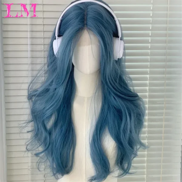 LM Curly Long Wavy Black Blonde Highlights Synthetic Hybrid Wig With Fluffy Bangs Suitable For Women Daily Use - Image 37