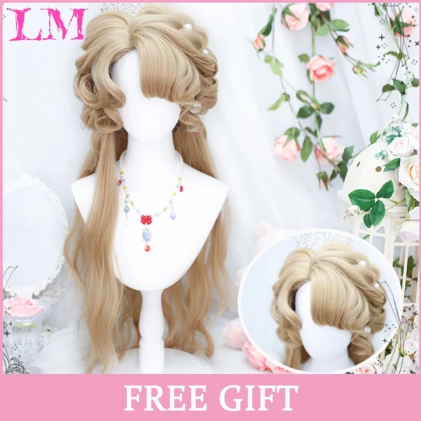 LM Curly Long Wavy Black Blonde Highlights Synthetic Hybrid Wig With Fluffy Bangs Suitable For Women Daily Use - Image 25