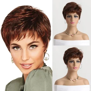 Brown Wig  Natural Synthetic Wigs for Women 10Inch Short curly Wig Daily Party Heat Resistant Hair