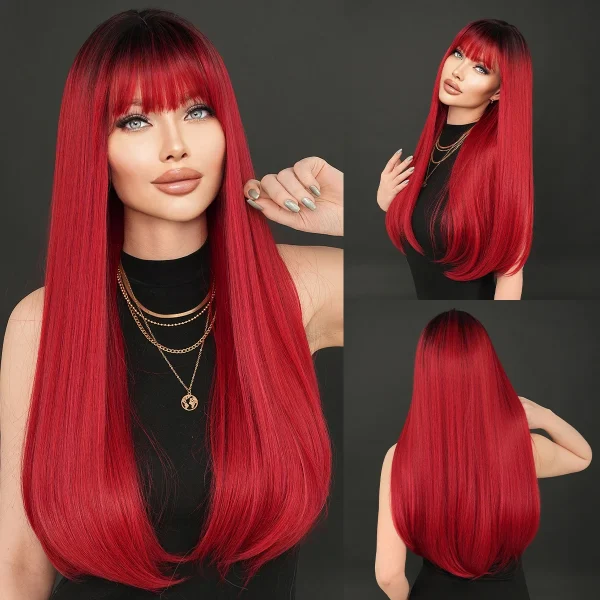 NAMM Long Straight Cold Blonde ﻿Wig For Women Mid Split Wig Daily Use Party High Density Synthetic Heat Resistant Synthetic Wigs - Image 8