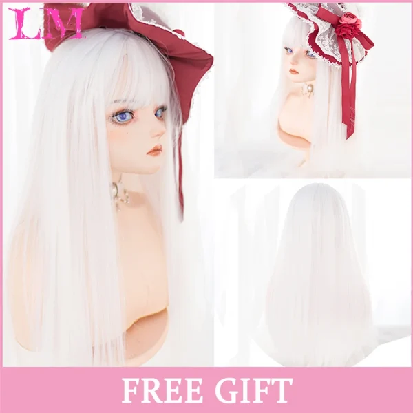 LM Curly Long Wavy Black Blonde Highlights Synthetic Hybrid Wig With Fluffy Bangs Suitable For Women Daily Use - Image 53