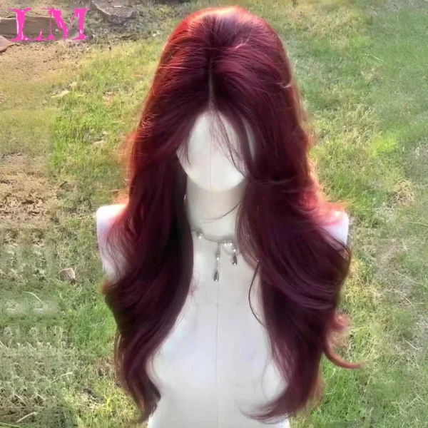 LM Curly Long Wavy Black Blonde Highlights Synthetic Hybrid Wig With Fluffy Bangs Suitable For Women Daily Use - Image 36
