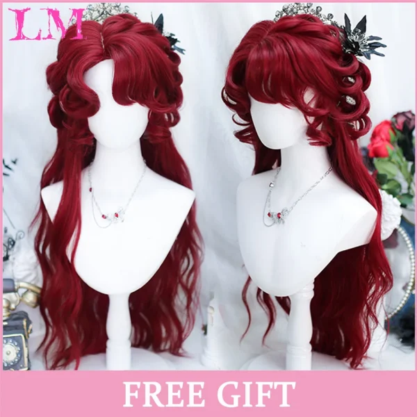 LM Curly Long Wavy Black Blonde Highlights Synthetic Hybrid Wig With Fluffy Bangs Suitable For Women Daily Use - Image 32