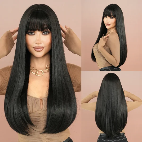 NAMM Long Straight Cold Blonde ﻿Wig For Women Mid Split Wig Daily Use Party High Density Synthetic Heat Resistant Synthetic Wigs - Image 7