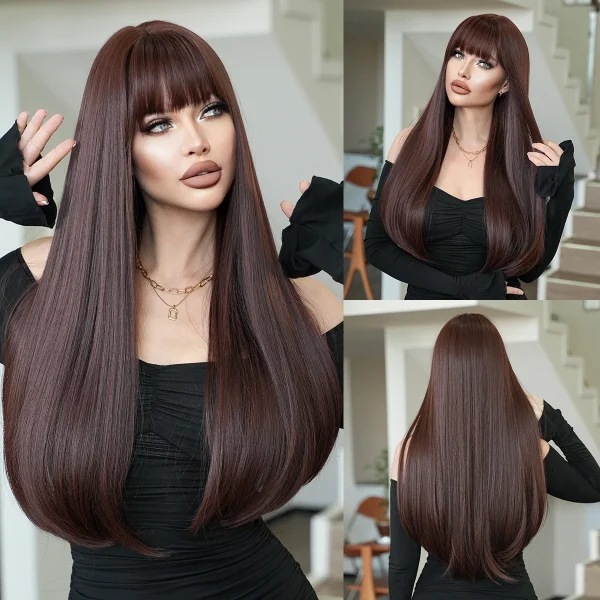 NAMM Long Straight Cold Blonde ﻿Wig For Women Mid Split Wig Daily Use Party High Density Synthetic Heat Resistant Synthetic Wigs - Image 12