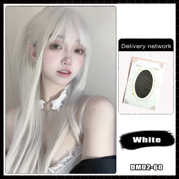 FORLISEE Synthetic Rose Wine Red Long Straight Hair With Bangs Wig Matte High-temperature Silk Breathable And Natural In Summer - Image 8