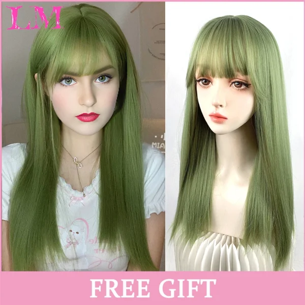 LM Curly Long Wavy Black Blonde Highlights Synthetic Hybrid Wig With Fluffy Bangs Suitable For Women Daily Use - Image 54