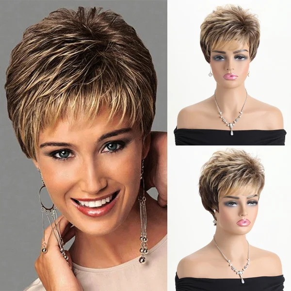 ⁦Brown Wig  Natural Synthetic Wigs for Women 10Inch Short curly Wig Daily Party Heat Resistant Hair⁩ - الصورة ⁦7⁩